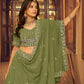 Green Faux Georgette Designer Lehenga Choli - Rajwada