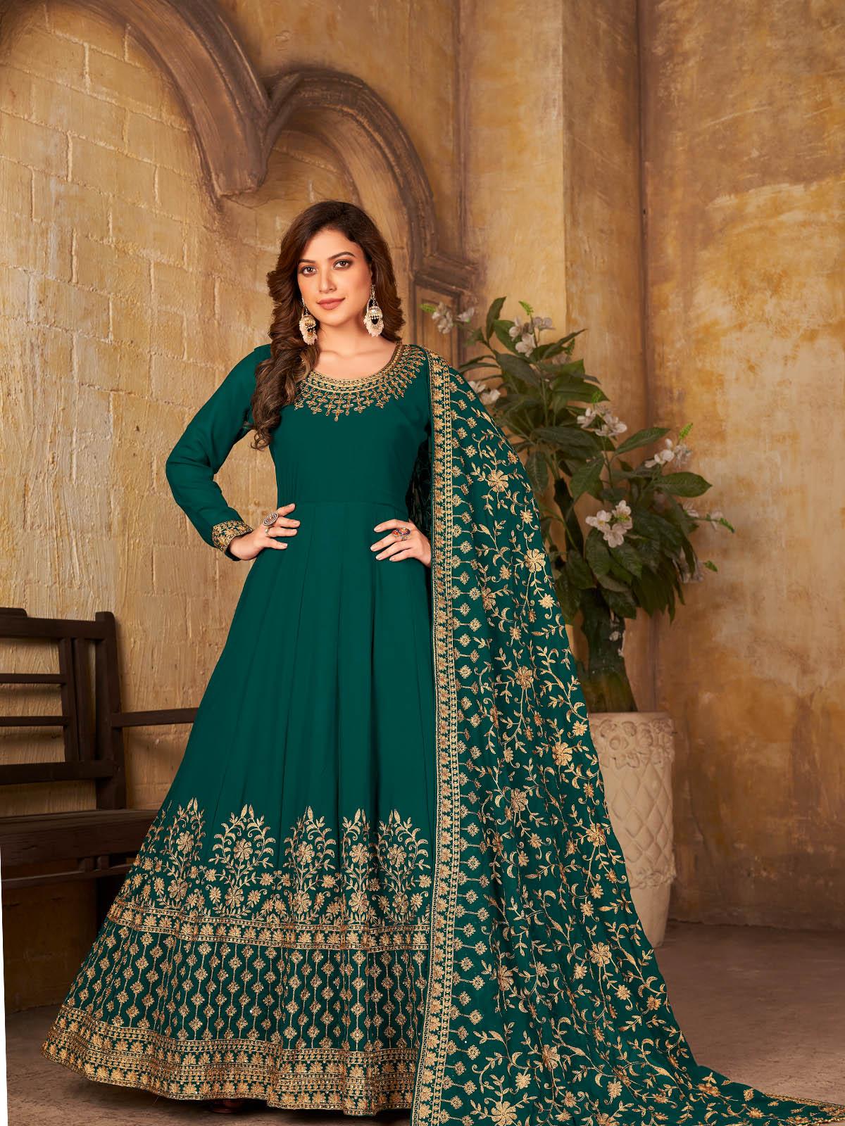 Green Faux Georgette Kurta Set - Rajwada