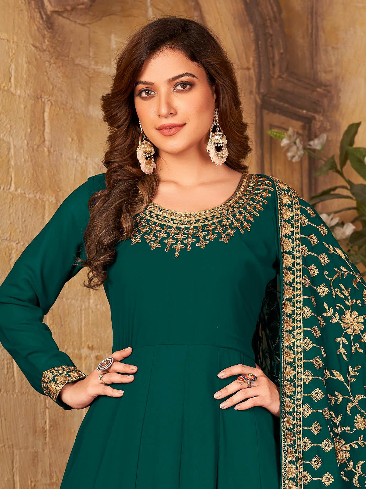Green Faux Georgette Kurta Set - Rajwada