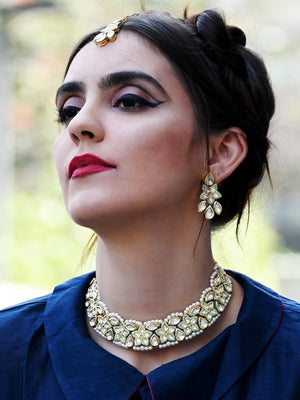 Green Floral Ethnic Necklace - Rajwada