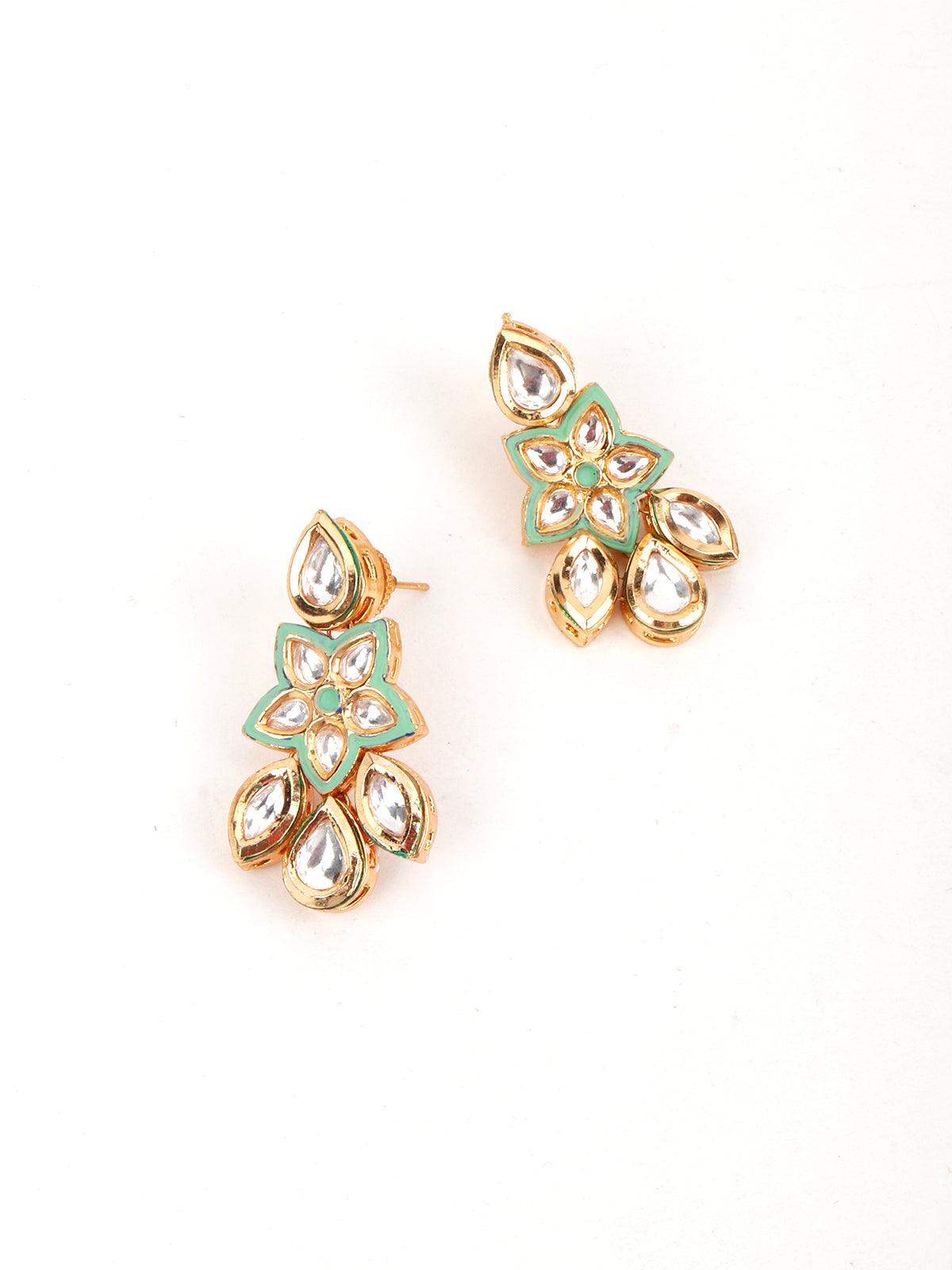 Green Floral Ethnic Necklace - Rajwada
