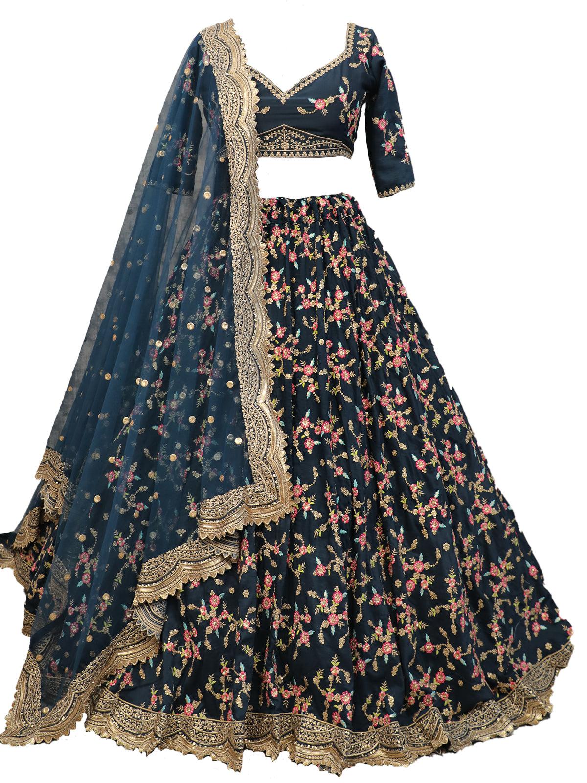 Green Floral Sassy Lehenga Choli Set - Rajwada