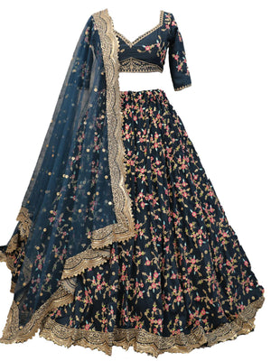 Green Floral Sassy Lehenga Choli Set - Rajwada