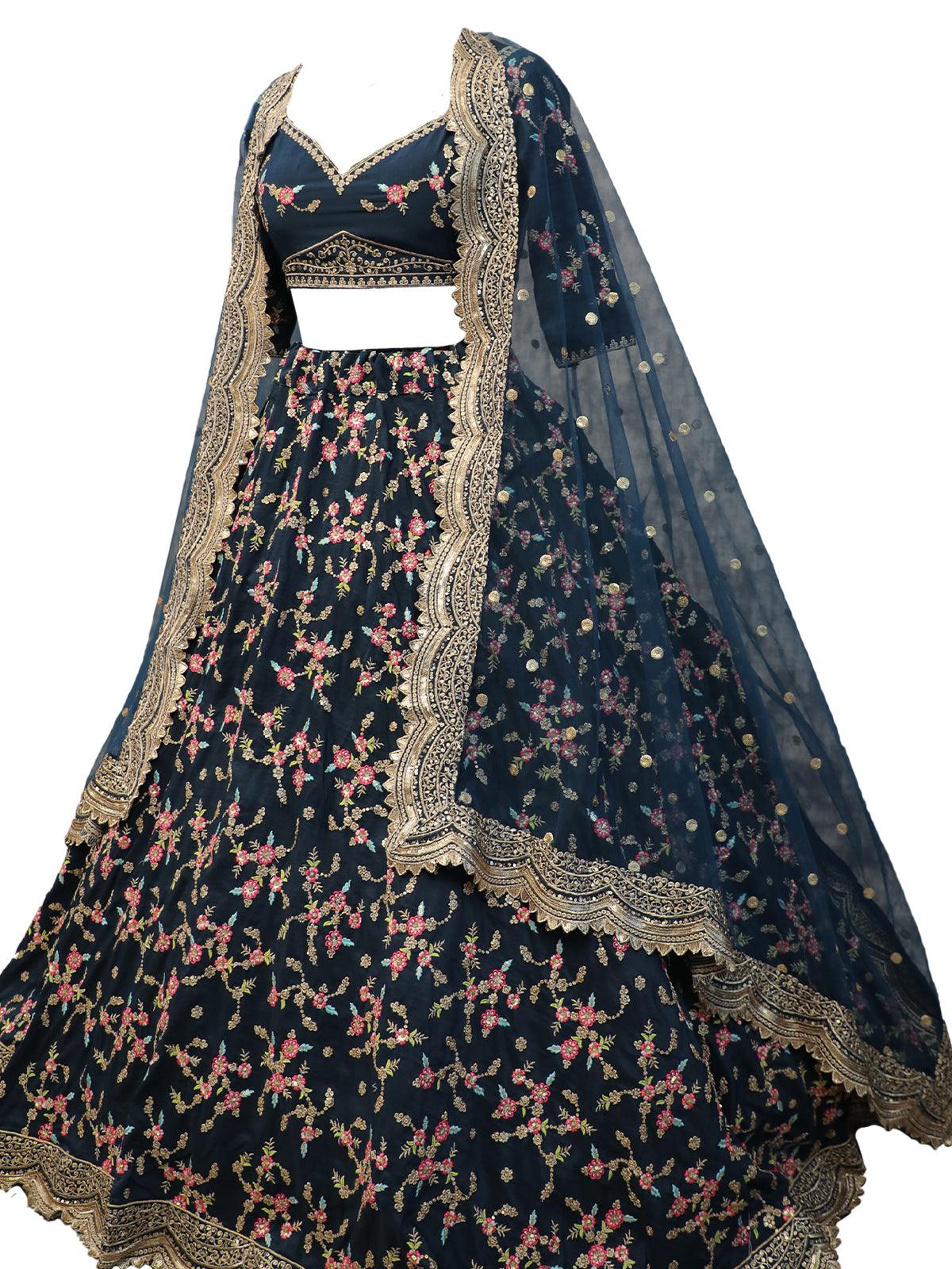 Green Floral Sassy Lehenga Choli Set - Rajwada