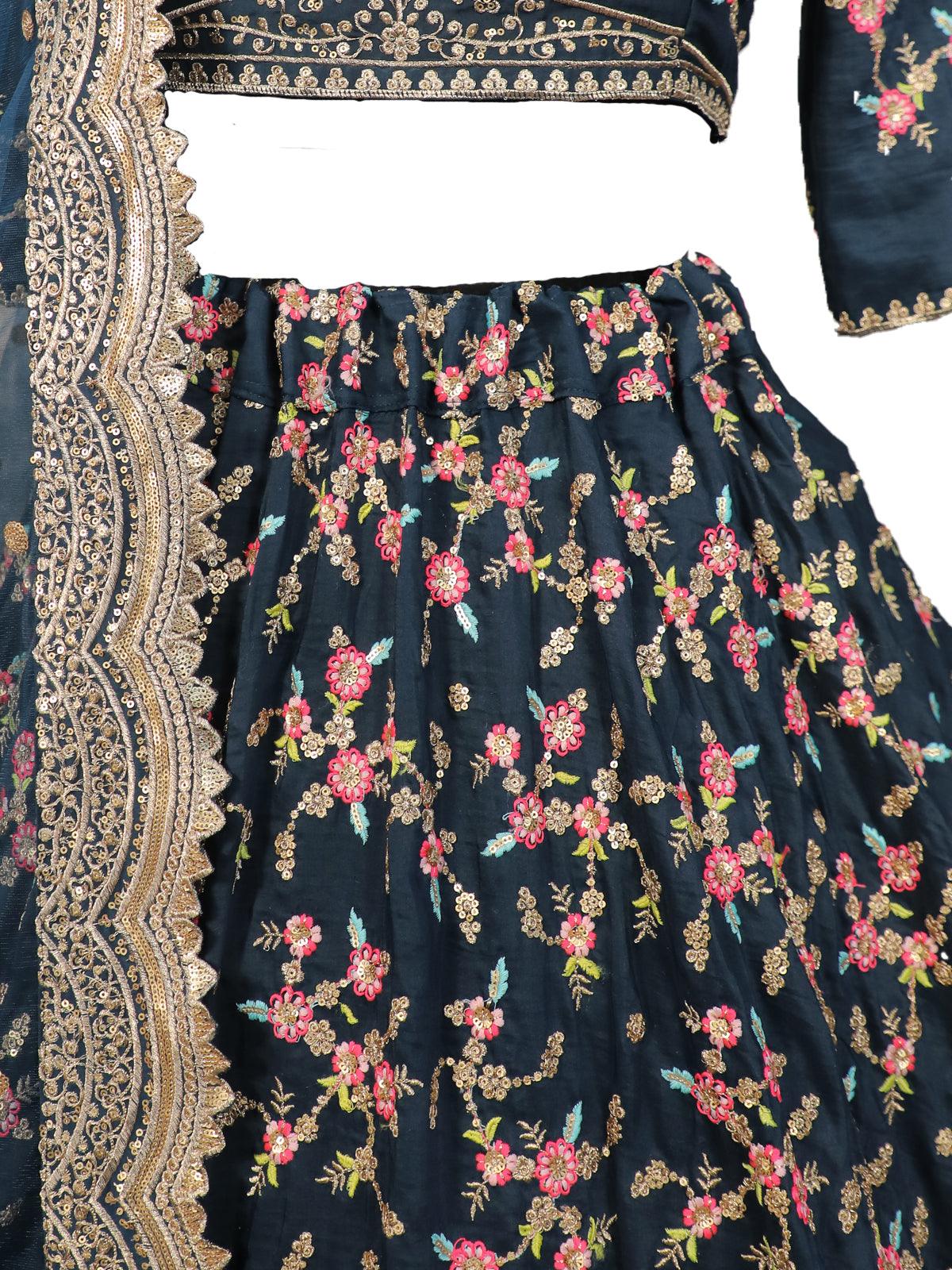 Green Floral Sassy Lehenga Choli Set - Rajwada