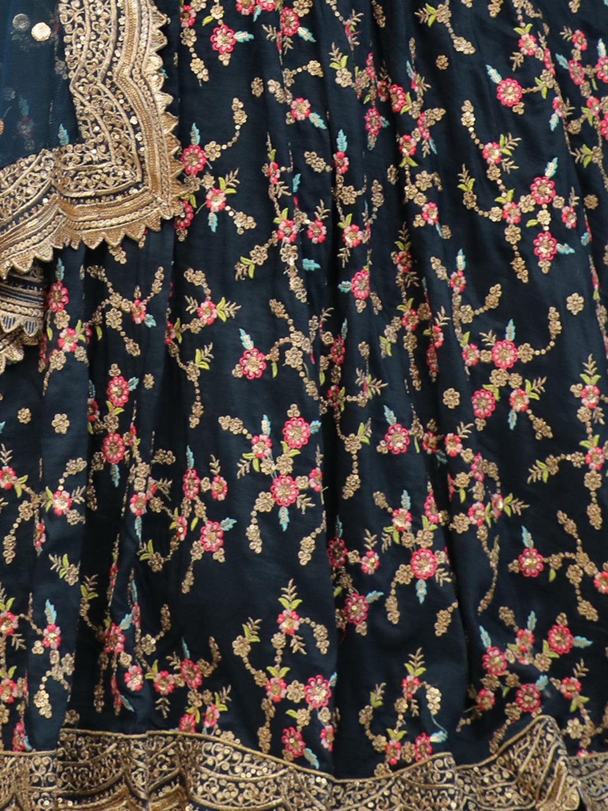 Green Floral Sassy Lehenga Choli Set - Rajwada
