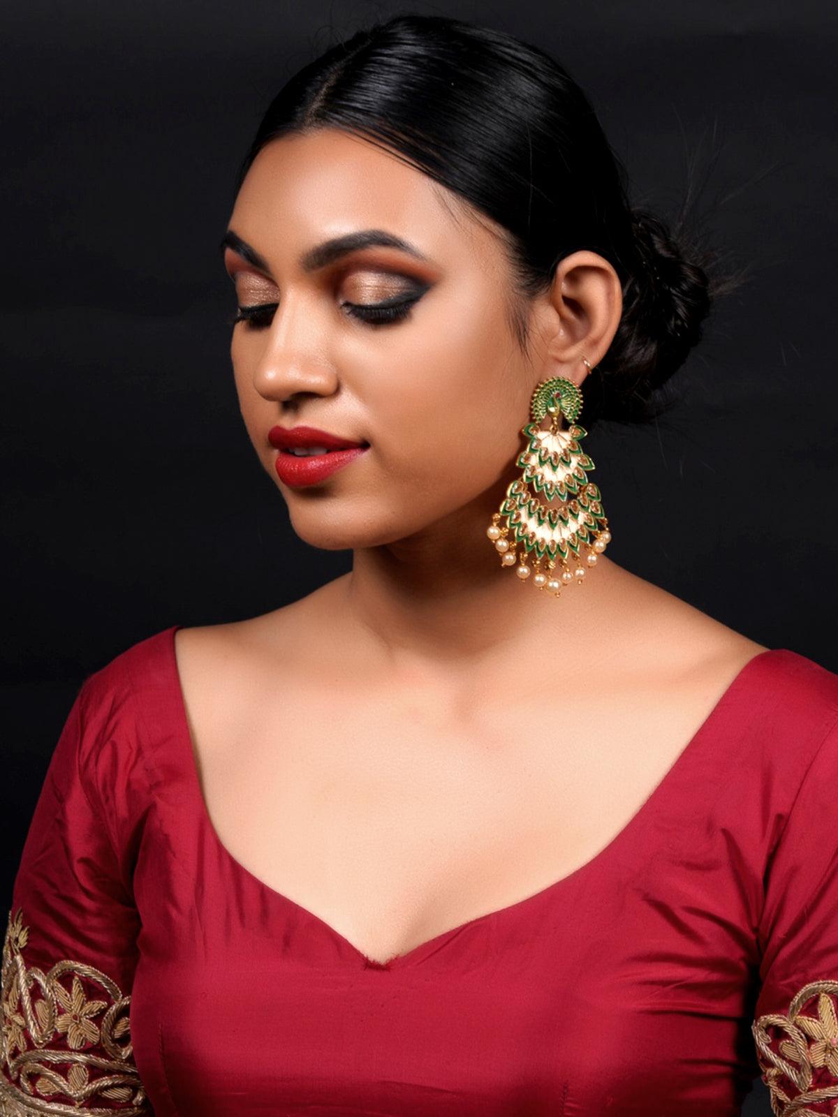 Green Leafy Lovely Dangle Earrings! - Rajwada