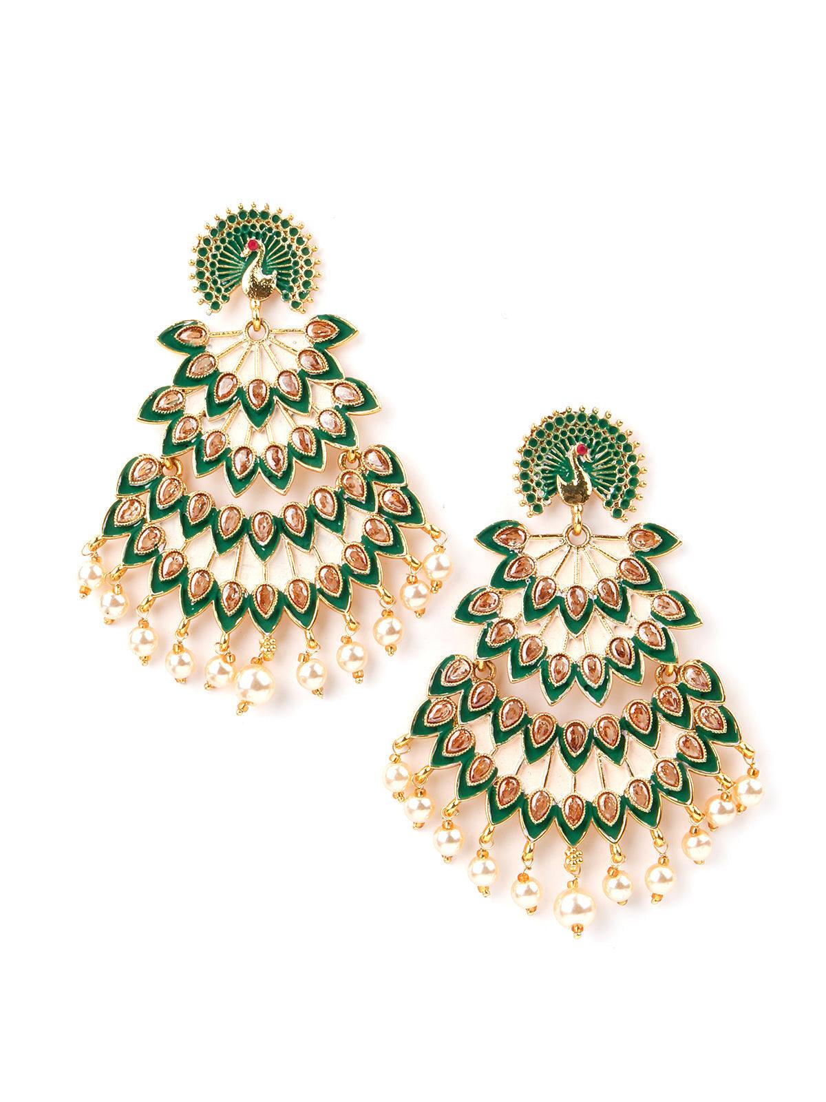 Green Leafy Lovely Dangle Earrings! - Rajwada