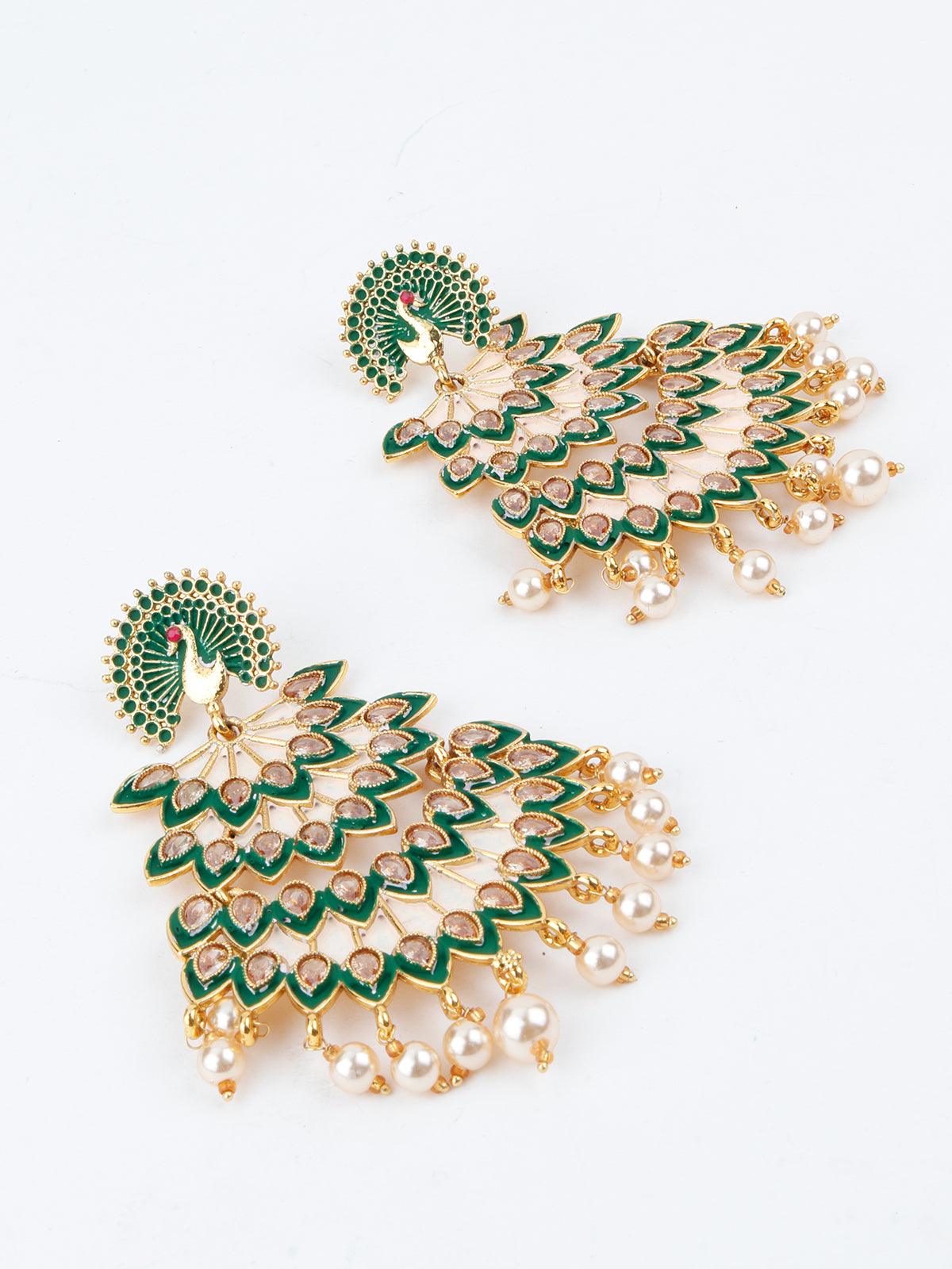 Green Leafy Lovely Dangle Earrings! - Rajwada