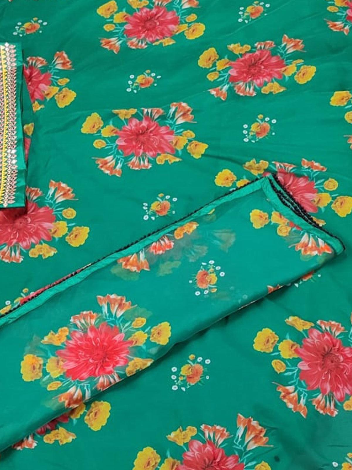 Green Printed Stunning Lehenga Choli Set - Rajwada