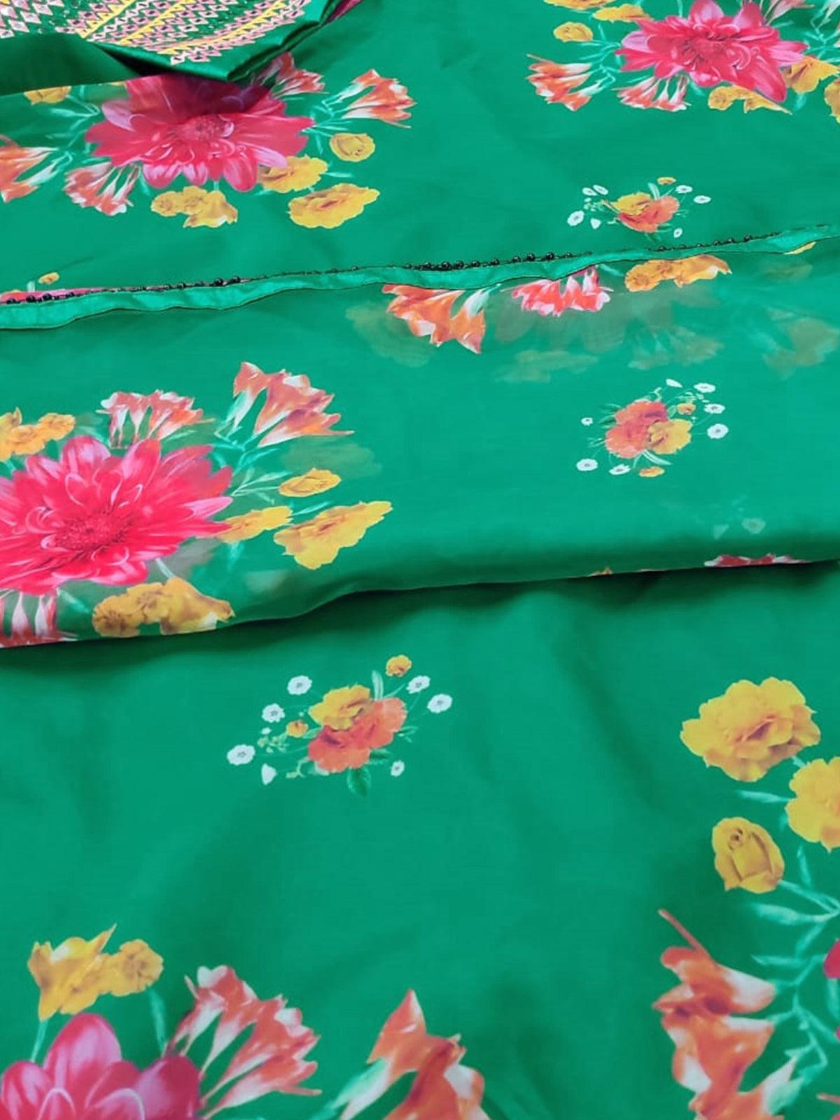 Green Printed Stunning Lehenga Choli Set - Rajwada