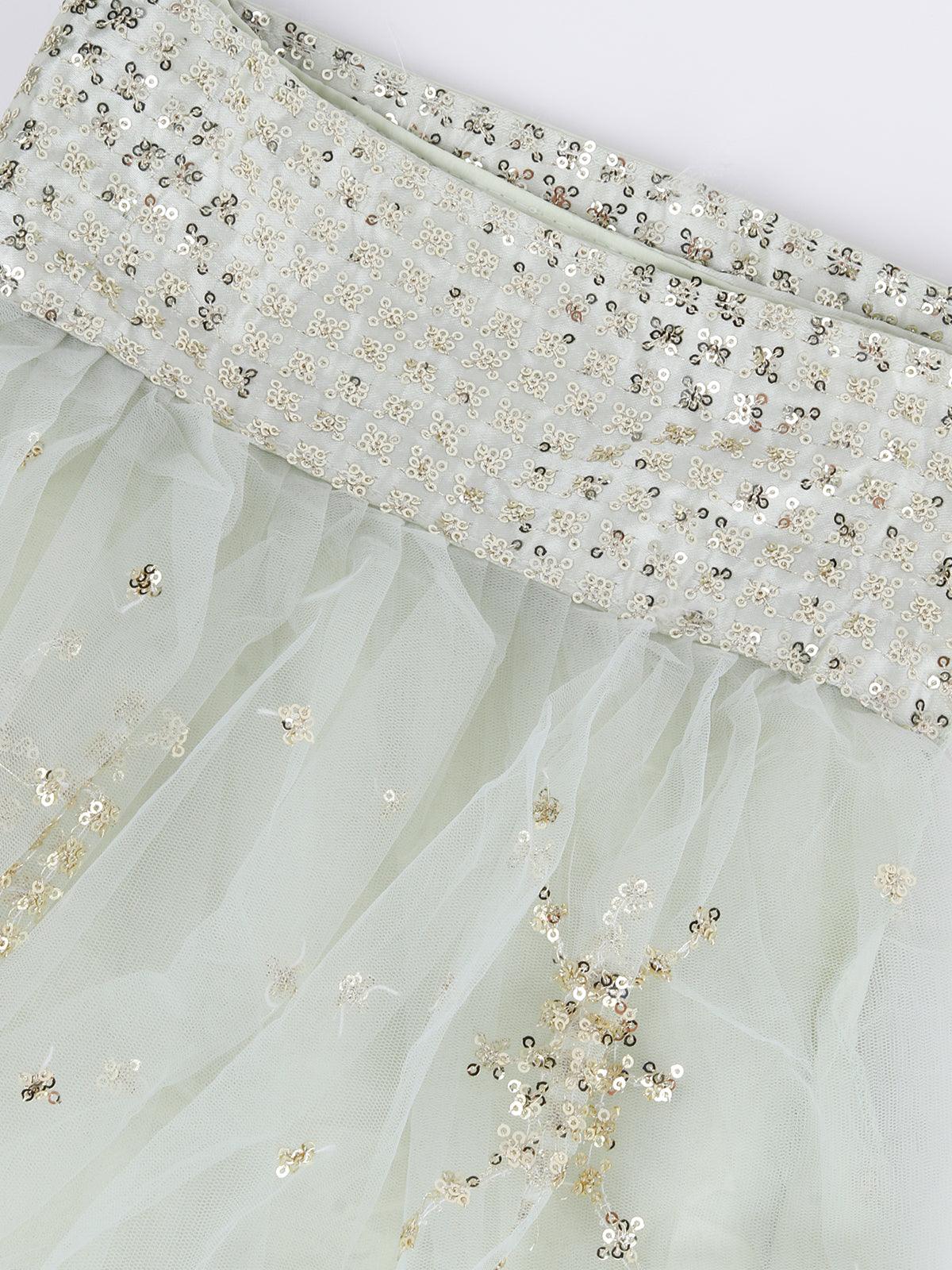 Green Soft Net Lehenga - Rajwada