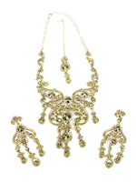 Green Stone Elegant Necklace Set - Rajwada