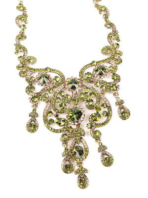 Green Stone Elegant Necklace Set - Rajwada