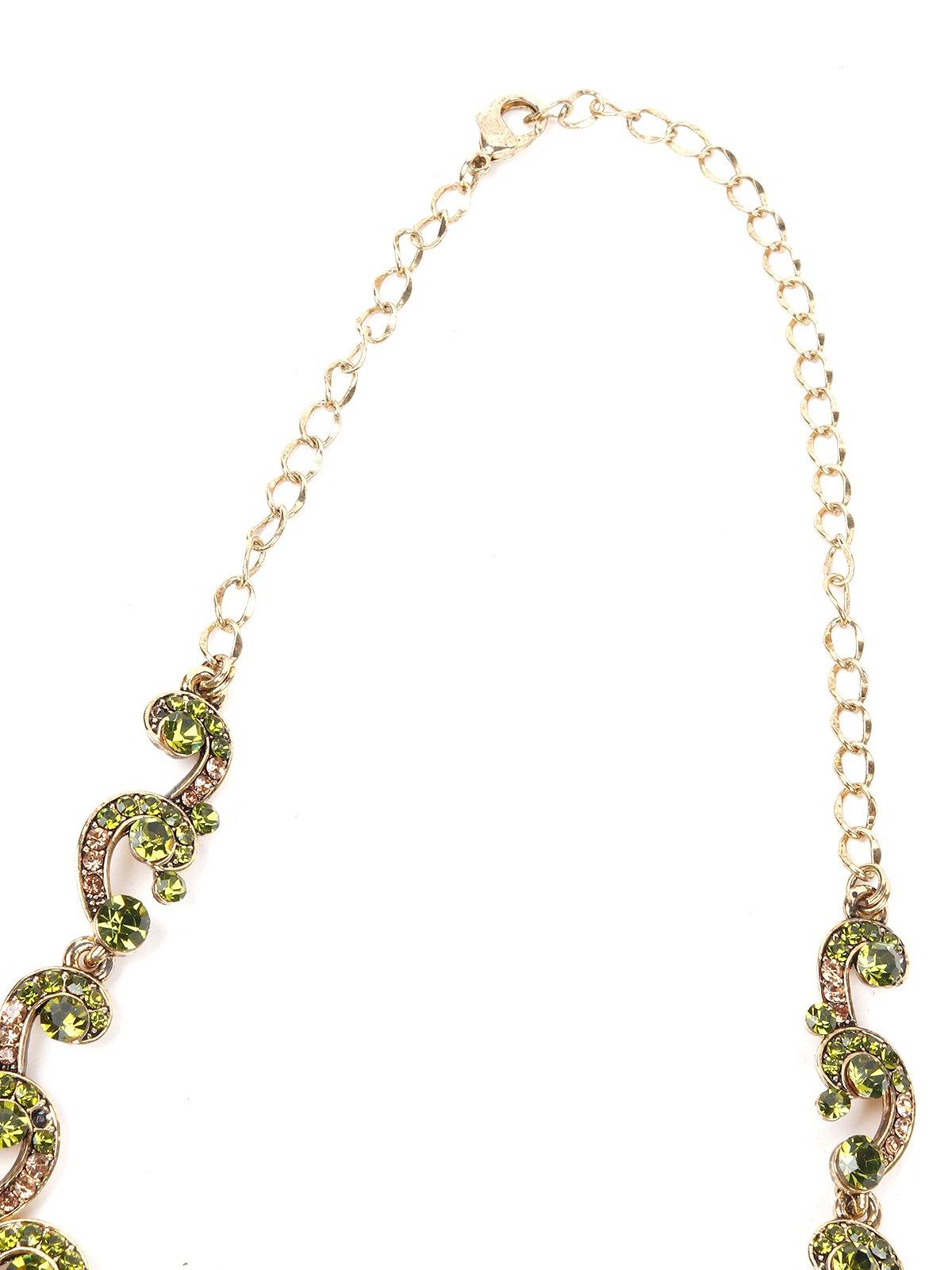 Green Stone Elegant Necklace Set - Rajwada