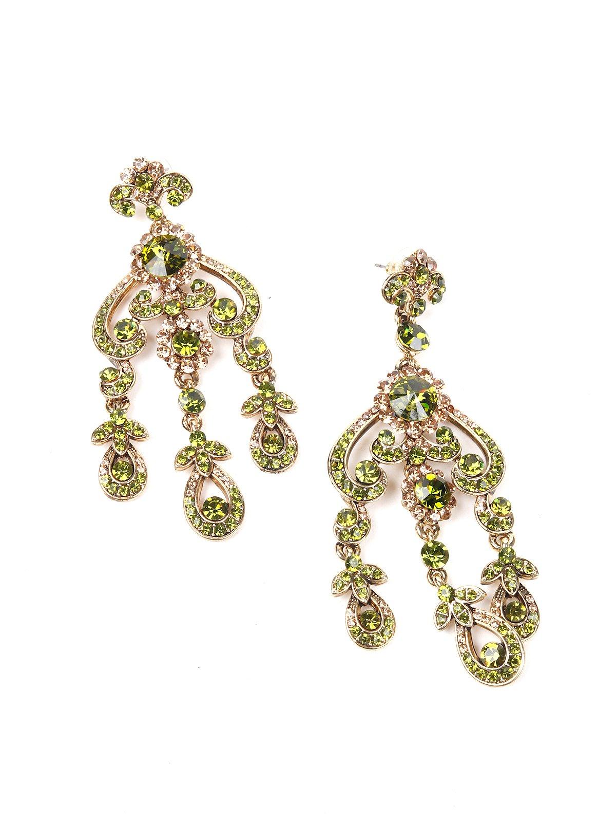 Green Stone Elegant Necklace Set - Rajwada