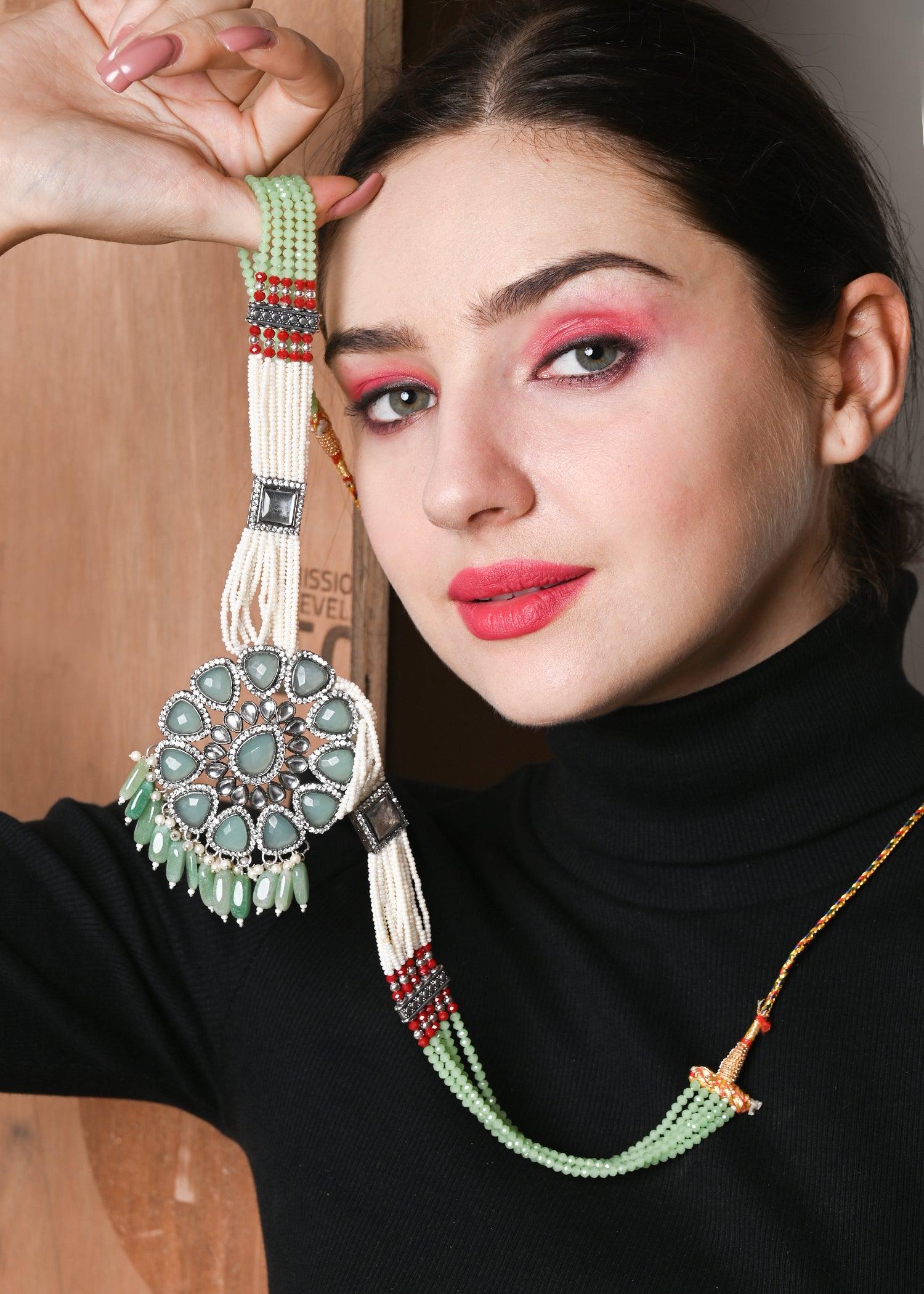 Green Trendy  Necklace Set - Rajwada