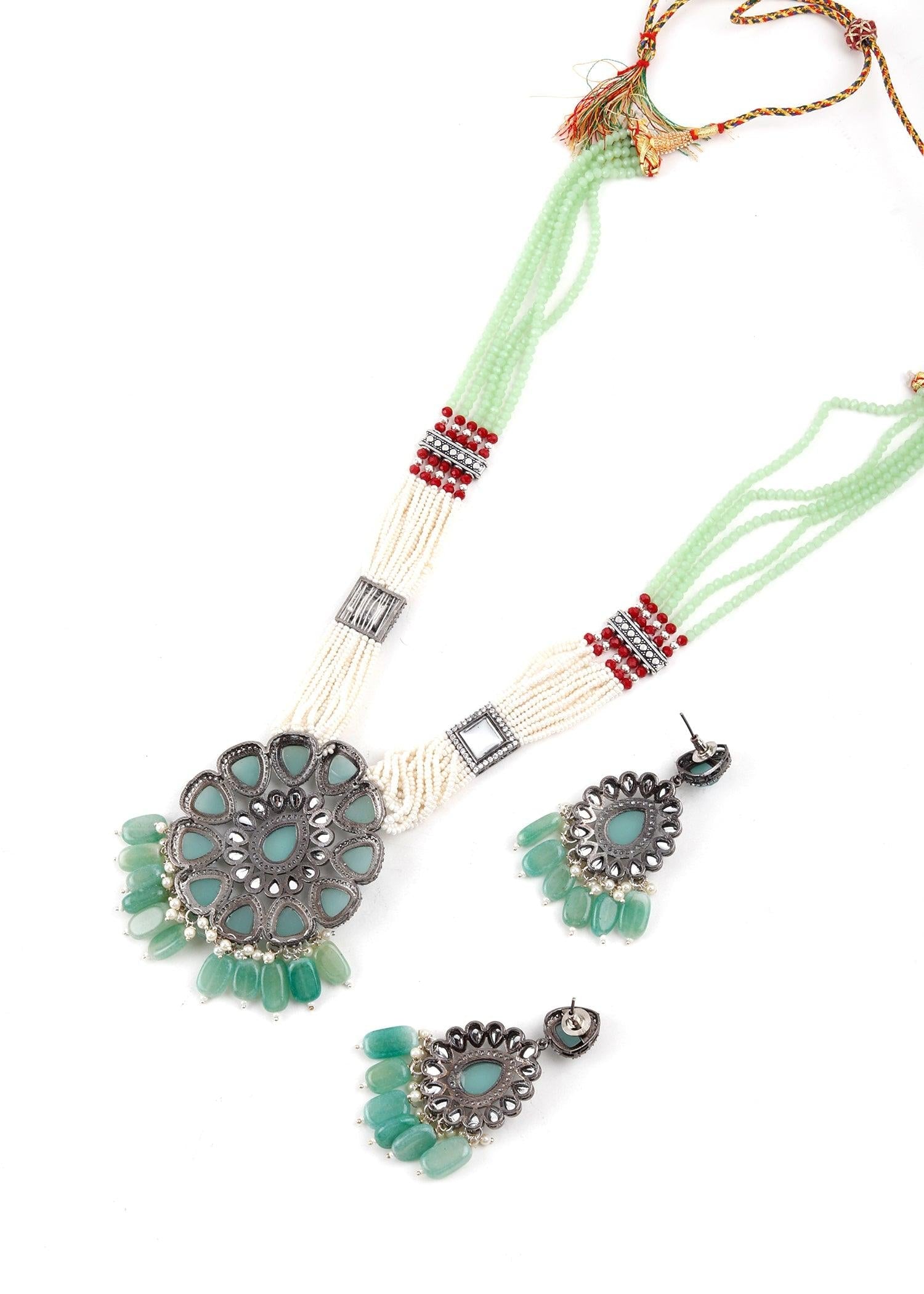 Green Trendy  Necklace Set - Rajwada