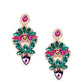 Green&pink crystal statement earrings - Rajwada