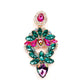 Green&pink crystal statement earrings - Rajwada