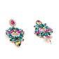 Green&pink crystal statement earrings - Rajwada