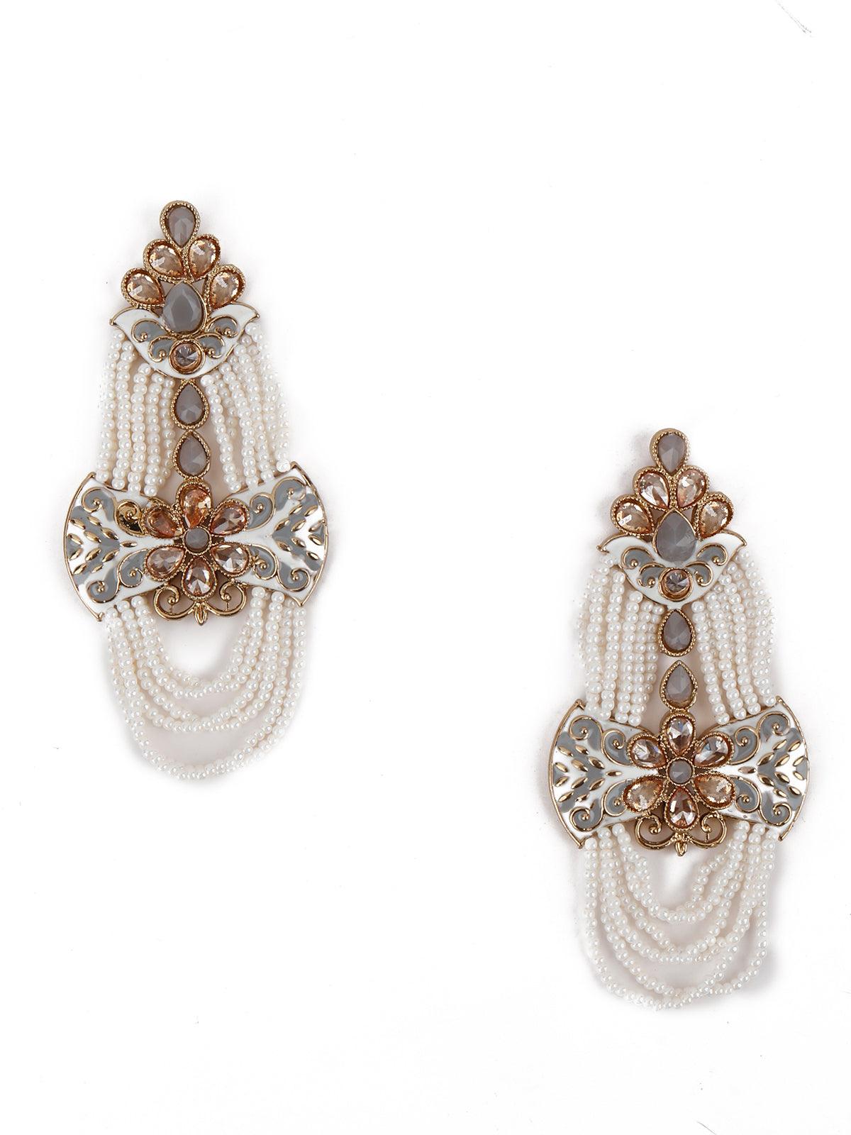 Grey Beautiful Unique Dangle Earrings! - Rajwada