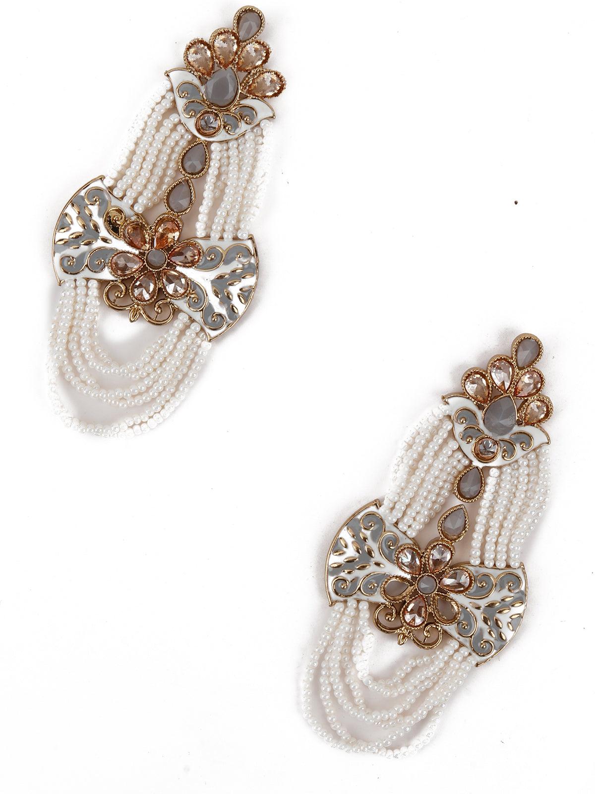 Grey Beautiful Unique Dangle Earrings! - Rajwada