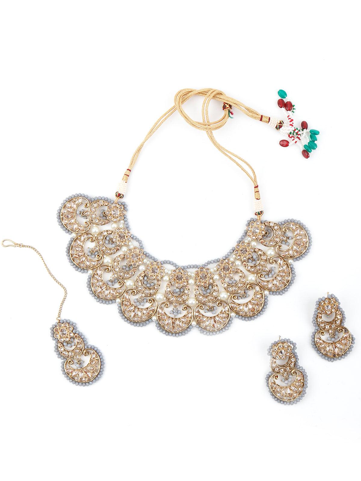 Grey Crystal Versatile Necklace Set - Rajwada