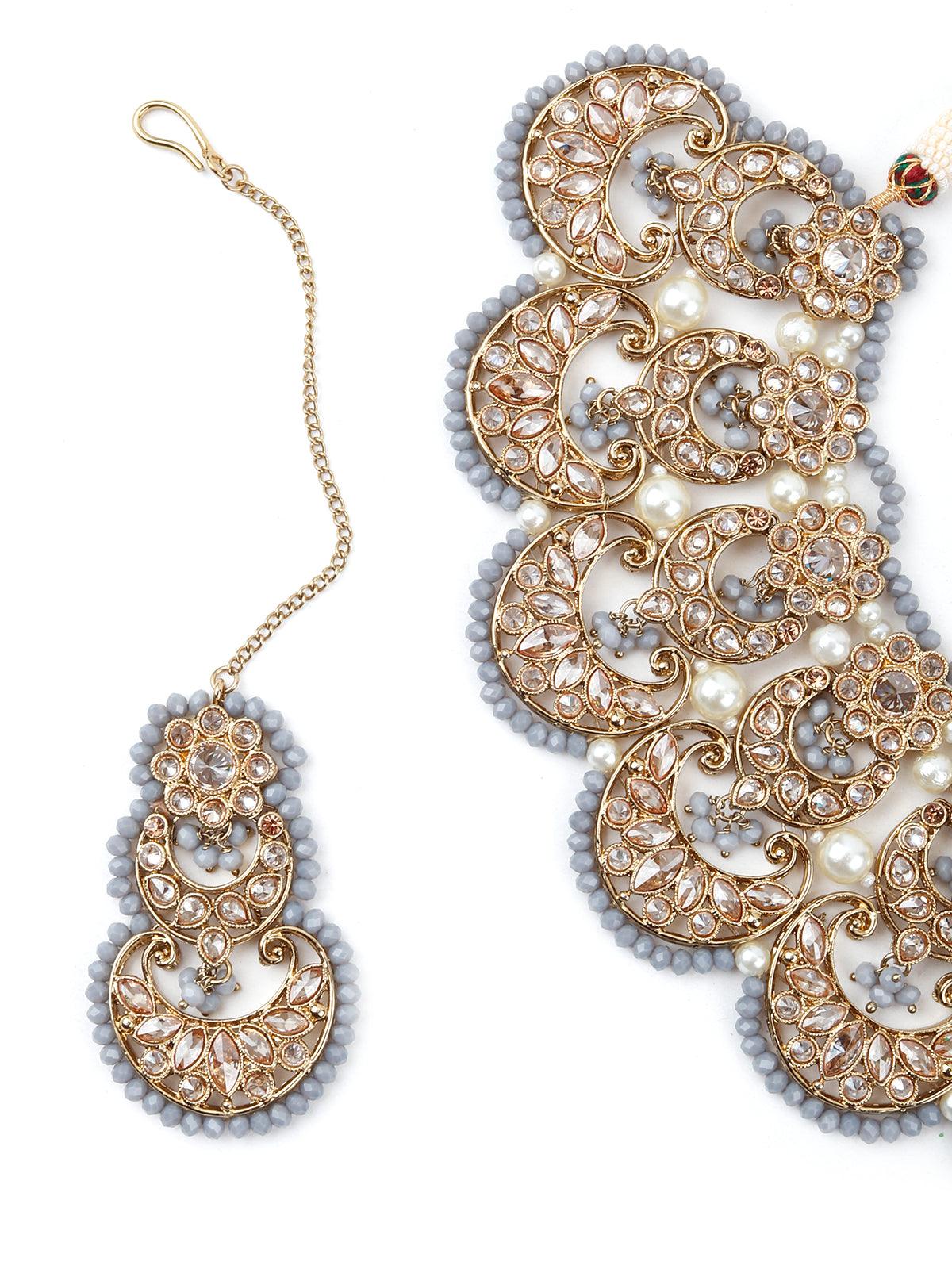 Grey Crystal Versatile Necklace Set - Rajwada