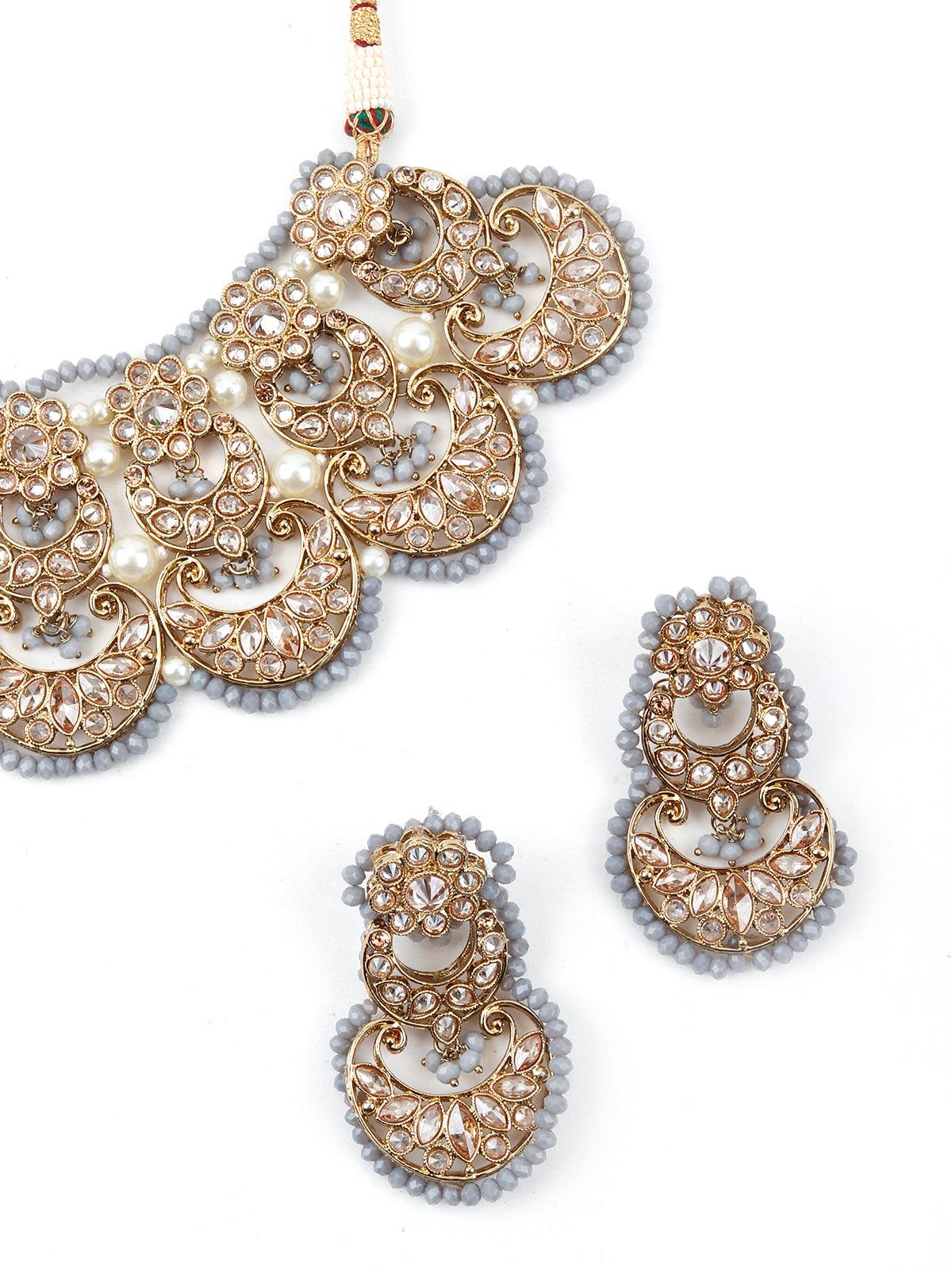 Grey Crystal Versatile Necklace Set - Rajwada