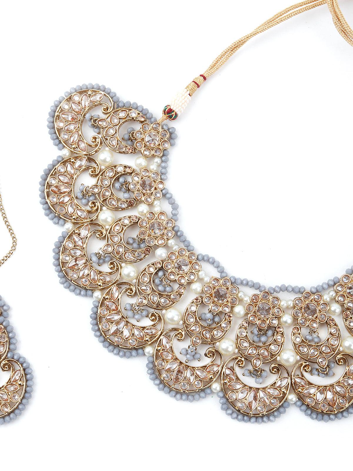 Grey Crystal Versatile Necklace Set - Rajwada