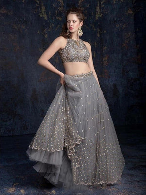 Grey Designer Lehenga - Rajwada