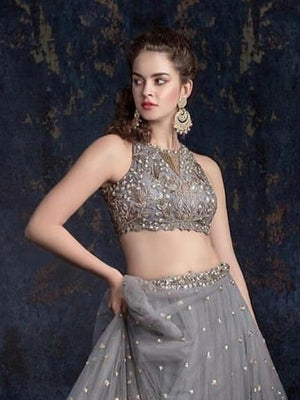 Grey Designer Lehenga - Rajwada