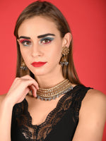 Grey Gold Tone Choker Set - Rajwada