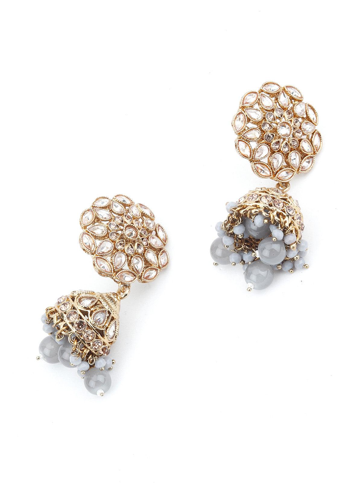 Grey Gold Tone Choker Set - Rajwada