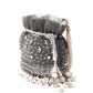Grey Heavily Embroidered Tassel Potli Bag - Rajwada