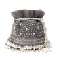 Grey Heavily Embroidered Tassel Potli Bag - Rajwada