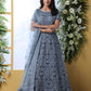 Grey Net Anarkali - Rajwada