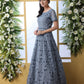 Grey Net Anarkali - Rajwada