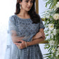 Grey Net Anarkali - Rajwada