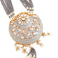 Grey Onyx Gold Tone Grey Tinted Necklace Set - Rajwada