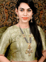 Grey Onyx-Kundan-Enamelled Necklace Set! - Rajwada