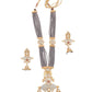 Grey Onyx-Kundan-Enamelled Necklace Set! - Rajwada