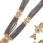 Grey Onyx-Kundan-Enamelled Necklace Set! - Rajwada