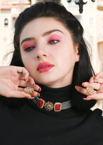 Grey Red Trendy Kundan Choker Set - Rajwada