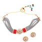 Grey Red Trendy Kundan Choker Set - Rajwada