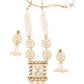 Heavy Beige Enamelled Kundan-Pearl Necklace Set - Rajwada