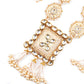 Heavy Beige Enamelled Kundan-Pearl Necklace Set - Rajwada