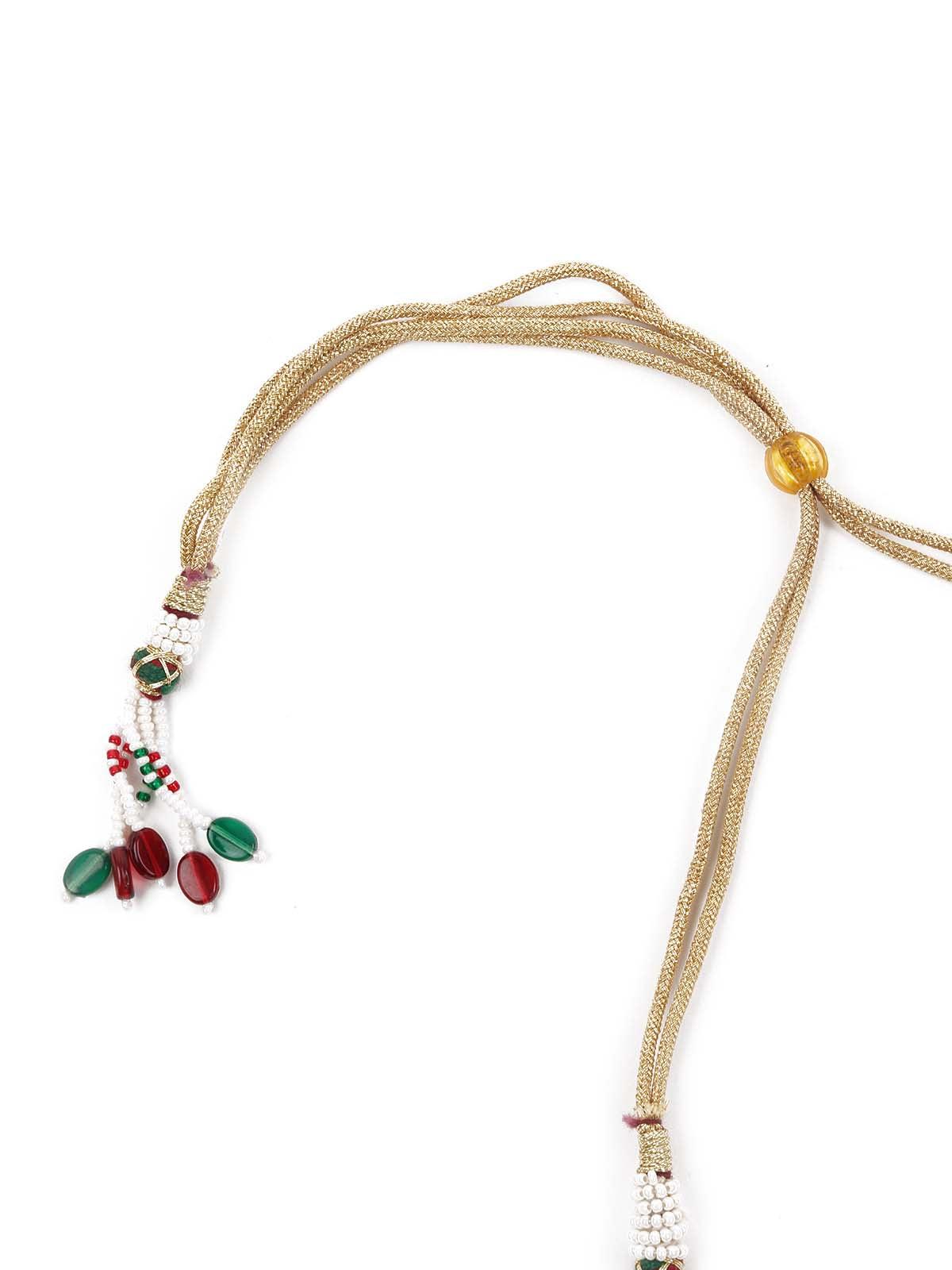 Heavy Multicolored Stone Studded Neckpiece Set - Rajwada