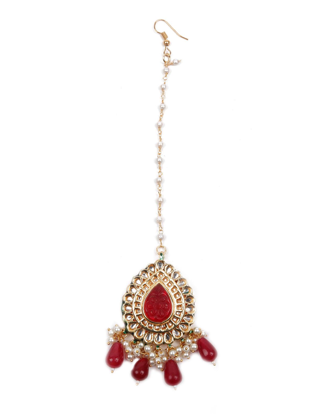Heavy Multicolored Stone Studded Neckpiece Set - Rajwada